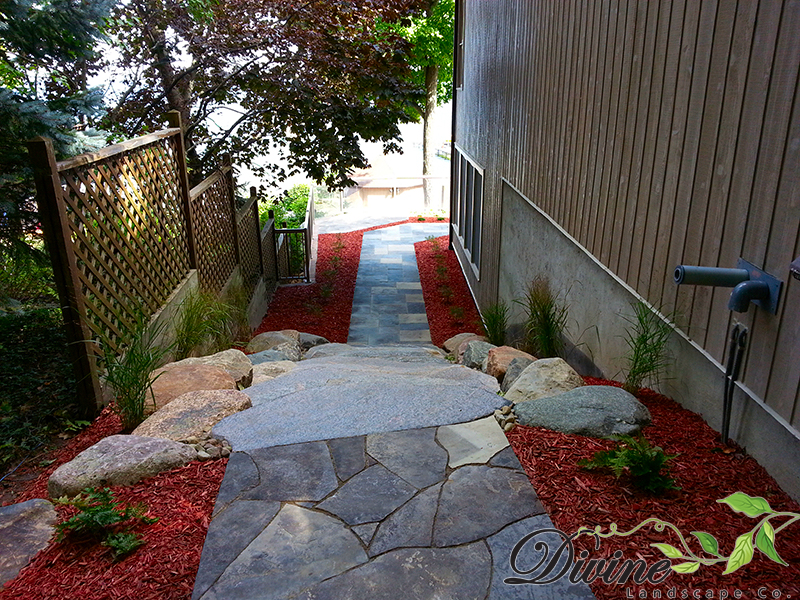 Random flagstone and granite steps
